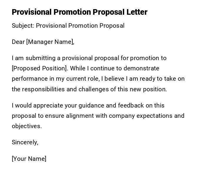 Provisional Promotion Proposal Letter