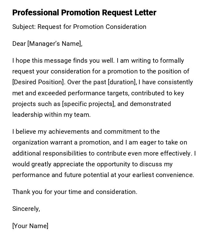 Professional Promotion Request Letter Professional Promotion Request Letter