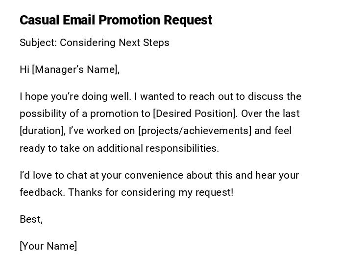 Casual Email Promotion Request Casual Email Promotion Request