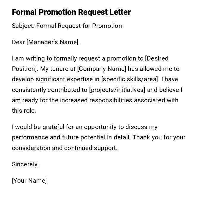 Formal Promotion Request Letter Formal Promotion Request Letter
