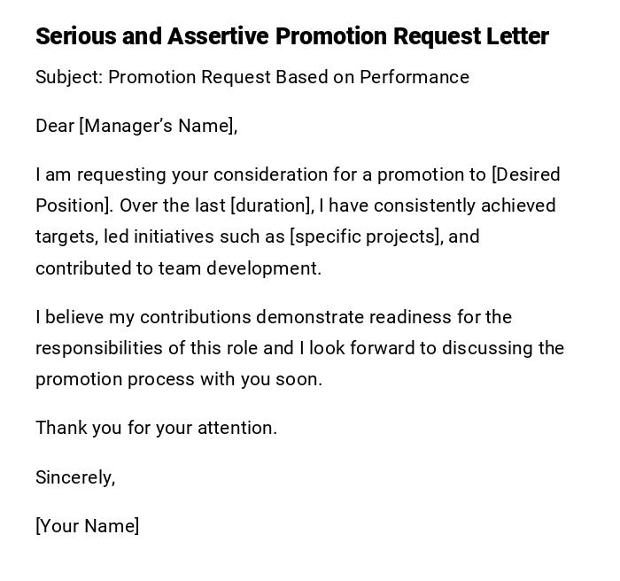 Serious and Assertive Promotion Request Letter Serious and Assertive Promotion Request Letter