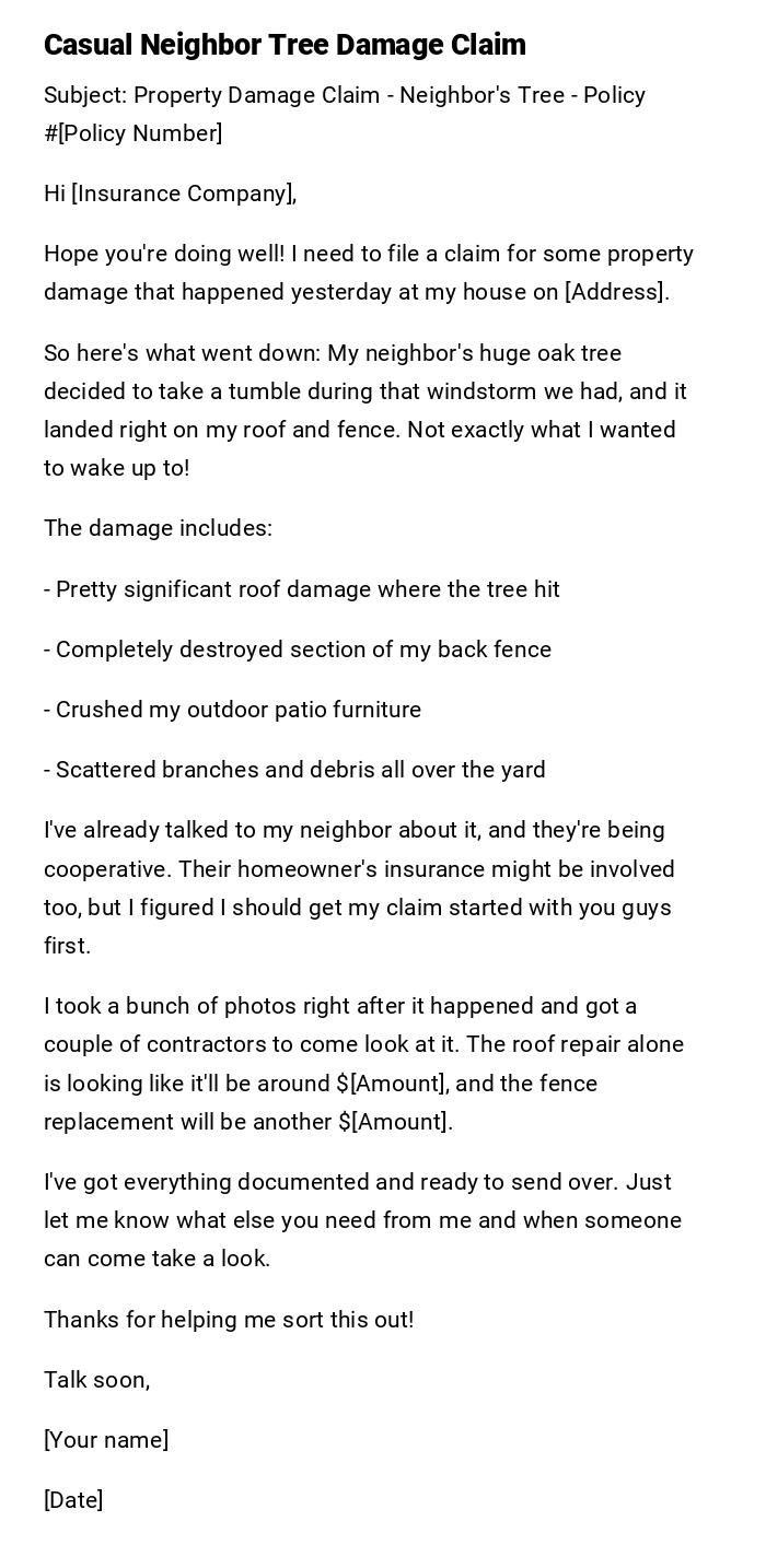 Casual Neighbor Tree Damage Claim Casual Neighbor Tree Damage Claim