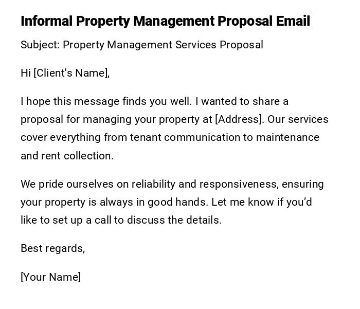 Informal Property Management Proposal Email Informal Property Management Proposal Email
