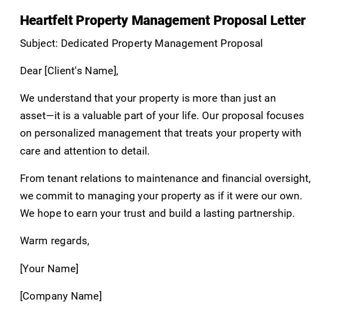 Heartfelt Property Management Proposal Letter Heartfelt Property Management Proposal Letter