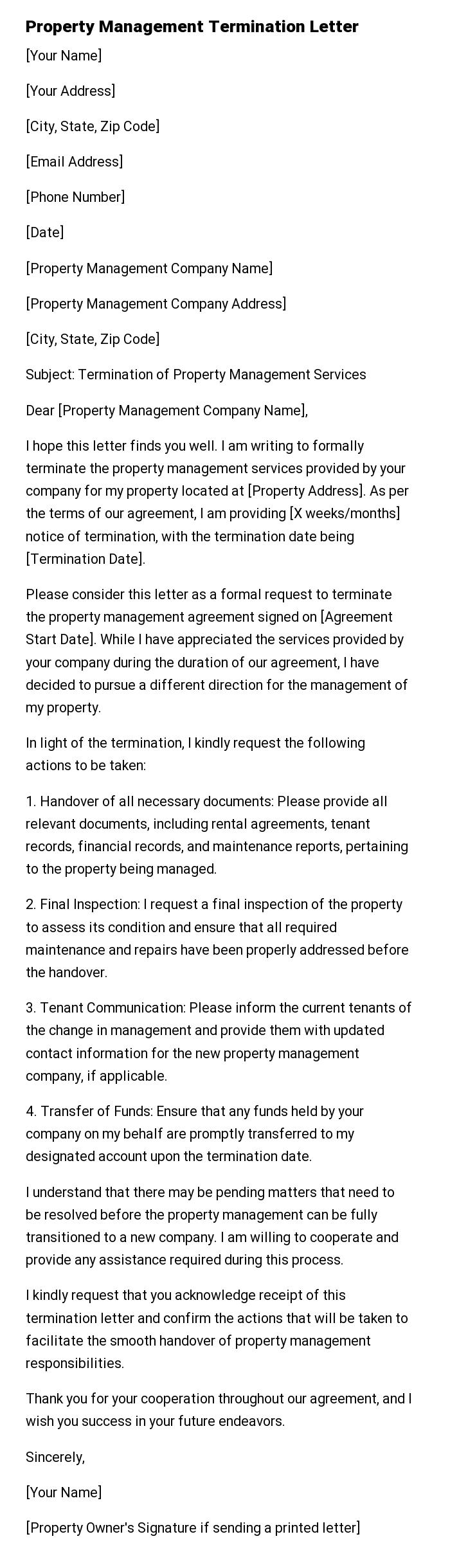 Property Management Termination Letter