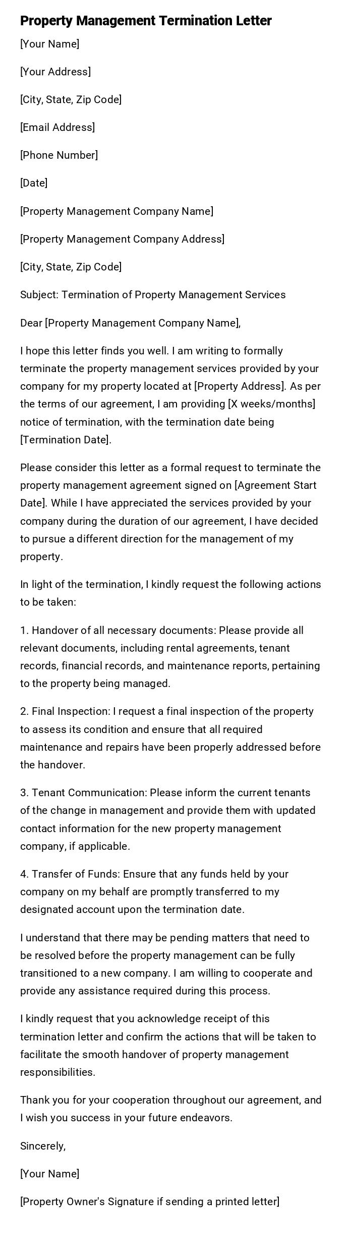 Property Management Termination Letter