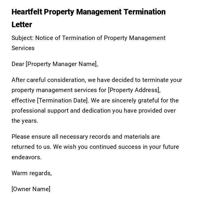 Heartfelt Property Management Termination Letter Heartfelt Property Management Termination Letter