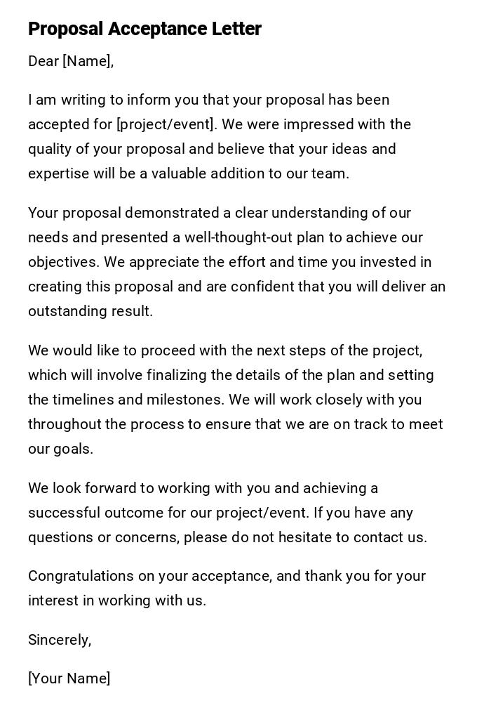 Proposal Acceptance Letter