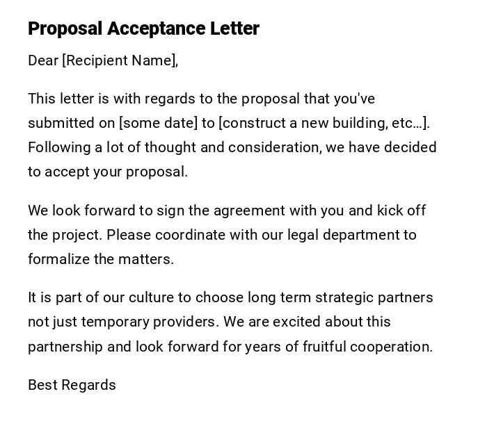 Proposal Acceptance Letter