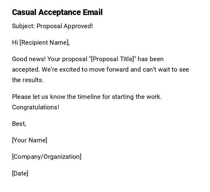 Casual Acceptance Email Casual Acceptance Email