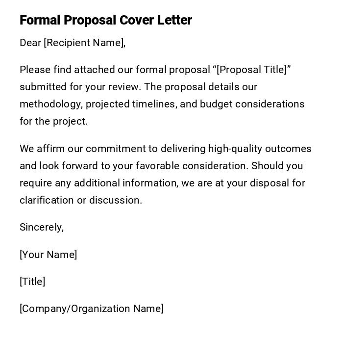 Formal Proposal Cover Letter