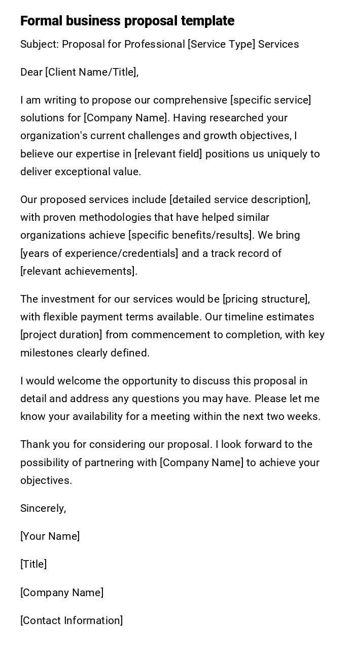Formal business proposal template