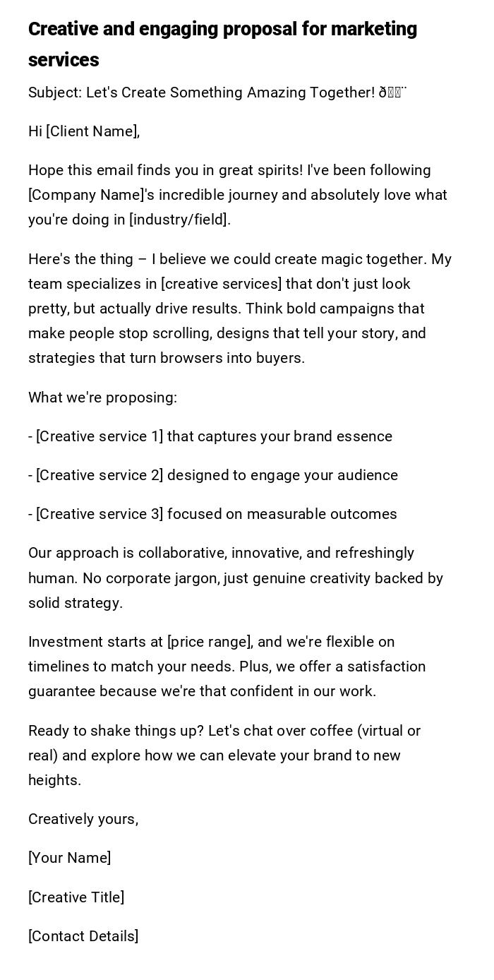 Creative and engaging proposal for marketing services