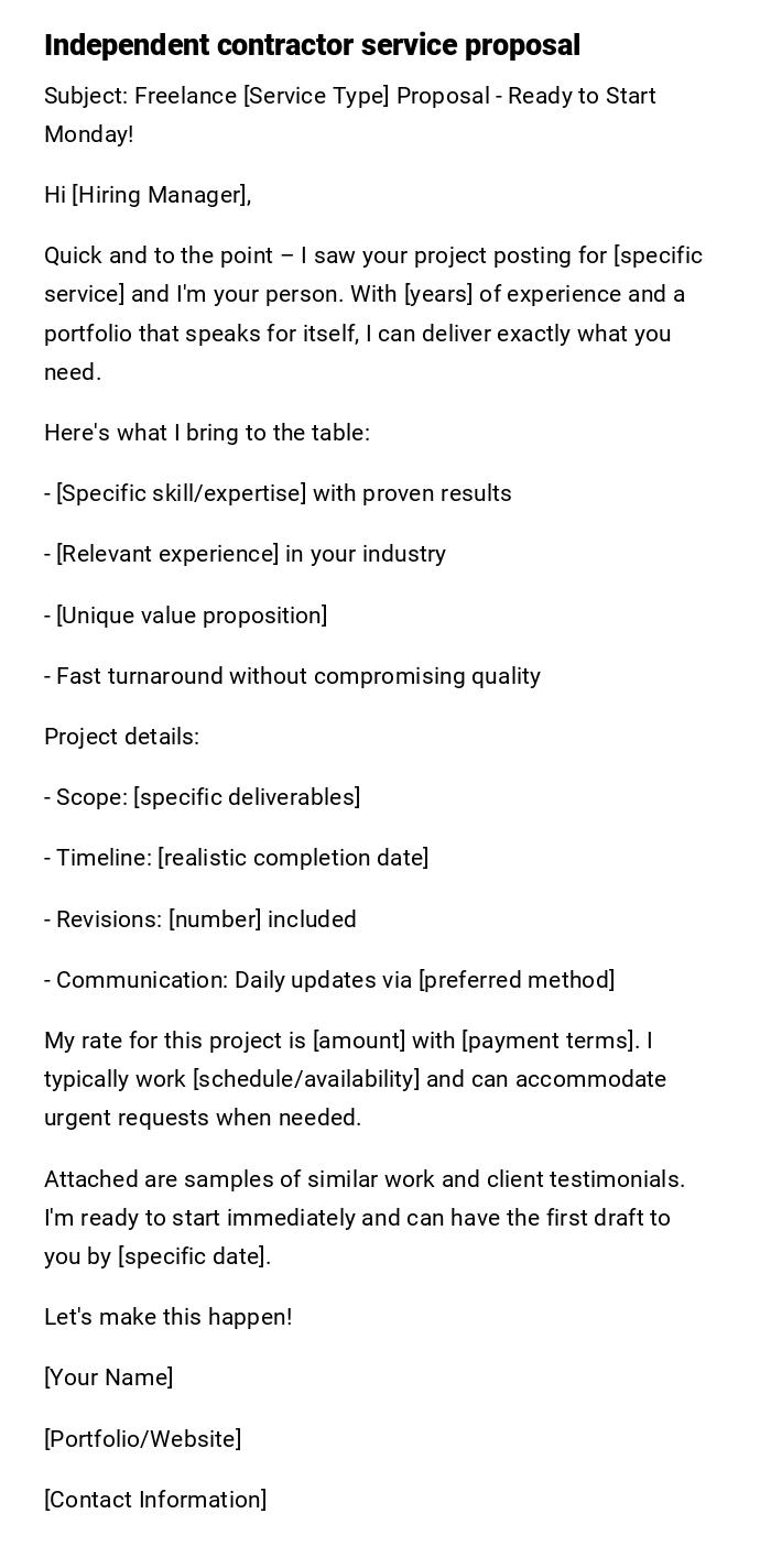 Independent contractor service proposal