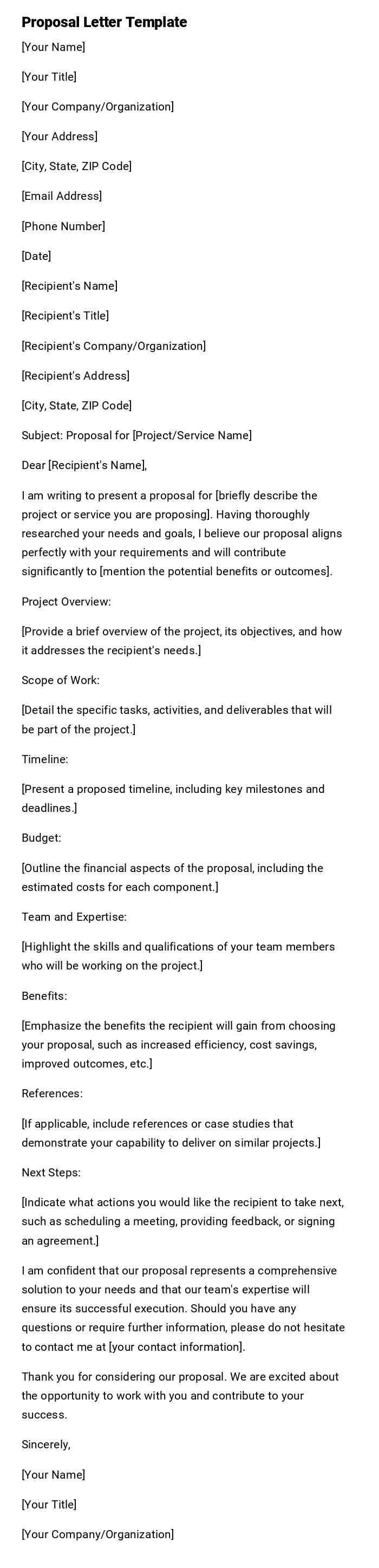 Proposal Letter Template Proposal Letter Template