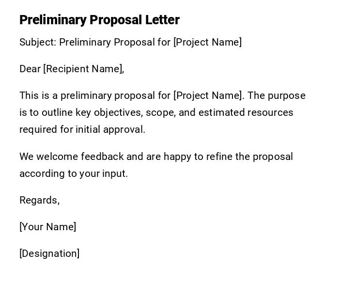 Preliminary Proposal Letter Preliminary Proposal Letter