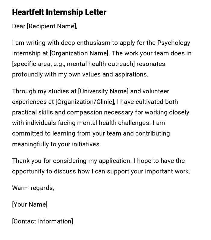 Heartfelt Internship Letter Heartfelt Internship Letter