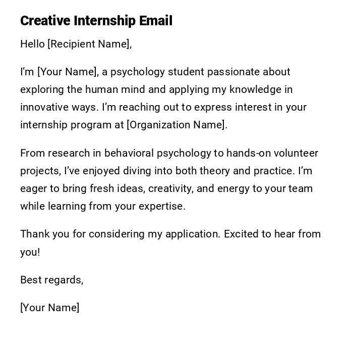 Creative Internship Email Creative Internship Email