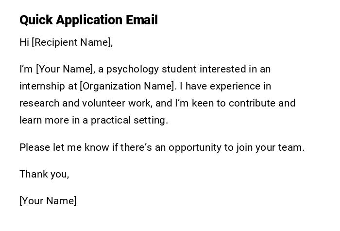 Quick Application Email Quick Application Email