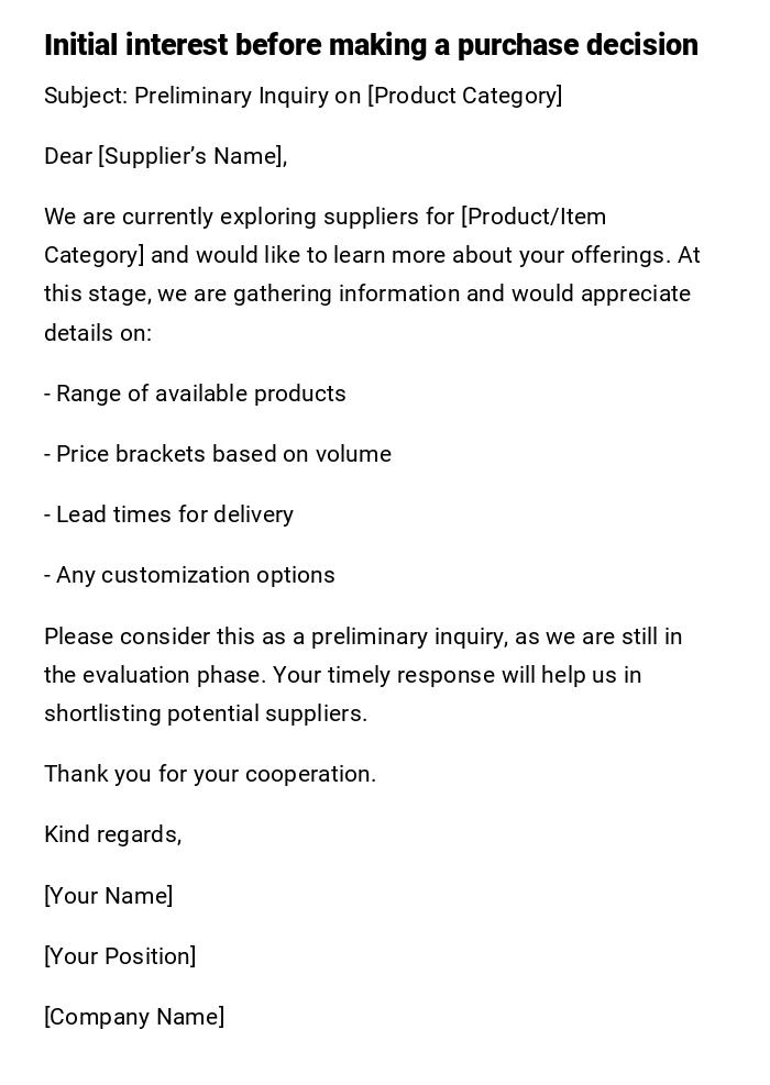 Initial interest before making a purchase decision