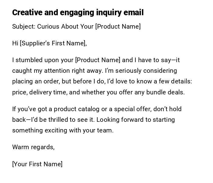 Creative and engaging inquiry email