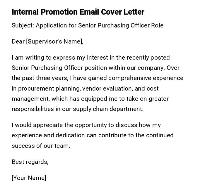 Internal Promotion Email Cover Letter Internal Promotion Email Cover Letter
