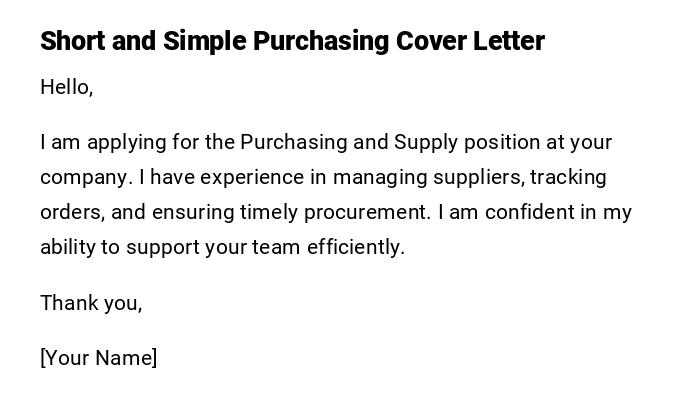 Short and Simple Purchasing Cover Letter Short and Simple Purchasing Cover Letter