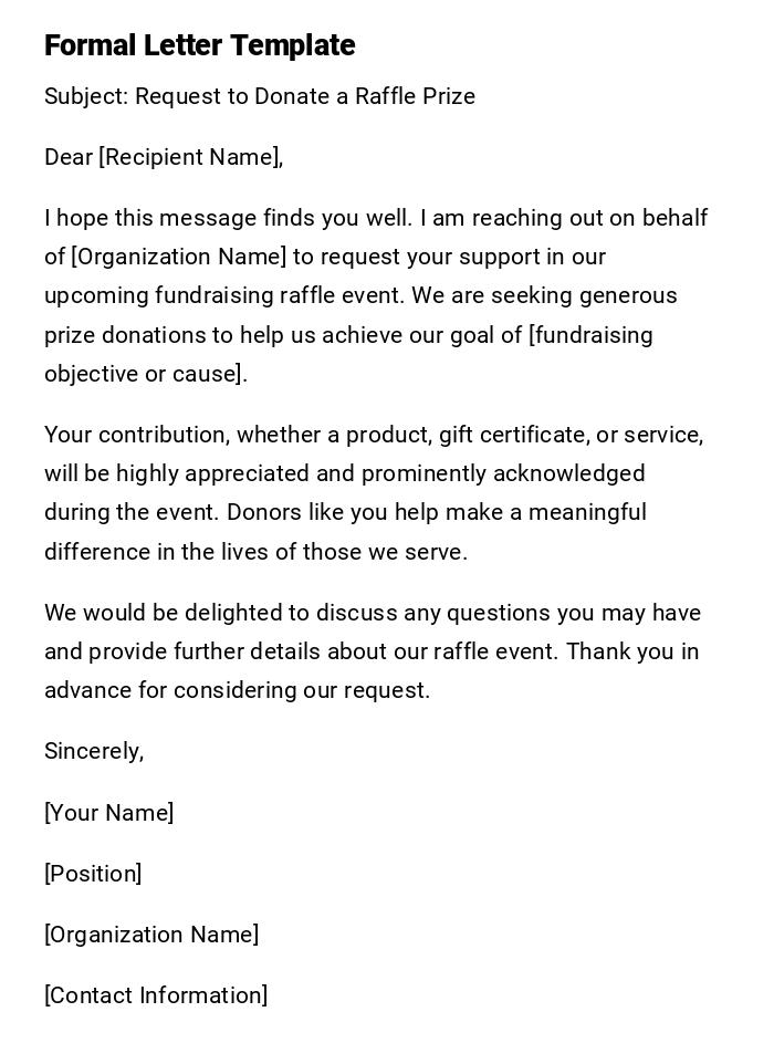 Formal Letter Template Formal Letter Template