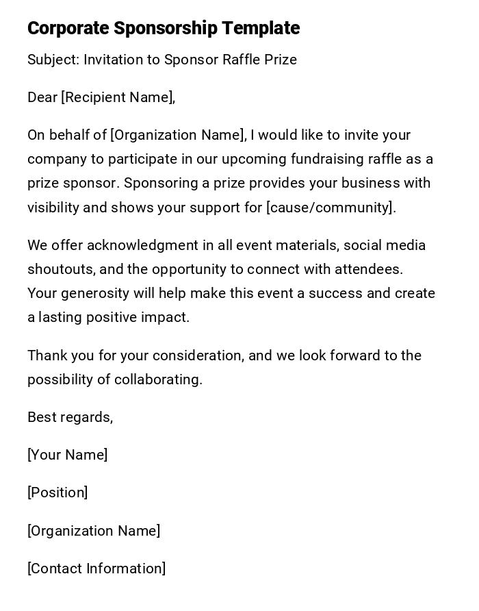 Corporate Sponsorship Template Corporate Sponsorship Template