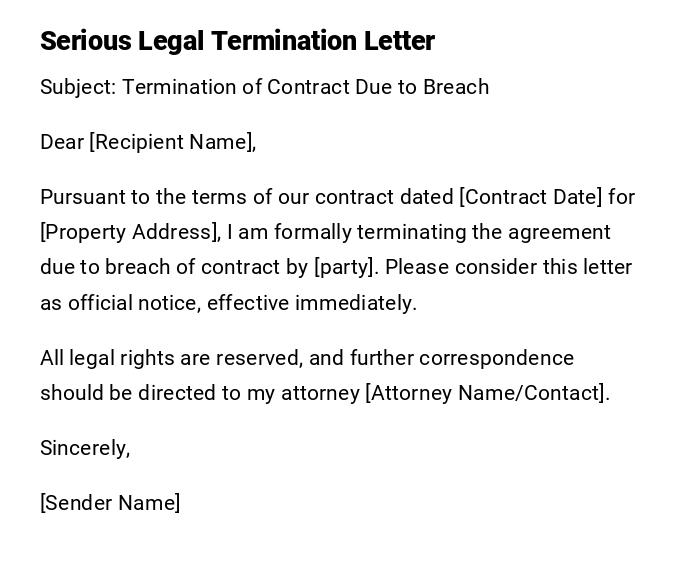 Serious Legal Termination Letter Serious Legal Termination Letter