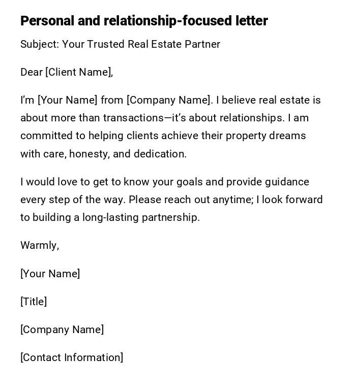 Personal and relationship-focused letter Personal and relationship-focused letter