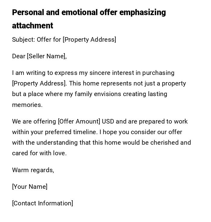 Personal and emotional offer emphasizing attachment Personal and emotional offer emphasizing attachment
