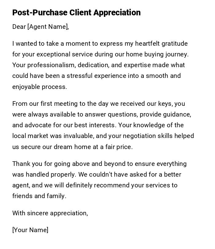 Post-Purchase Client Appreciation Post-Purchase Client Appreciation