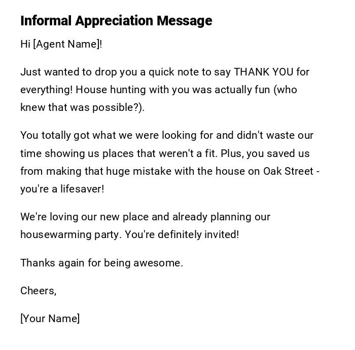 Informal Appreciation Message Informal Appreciation Message