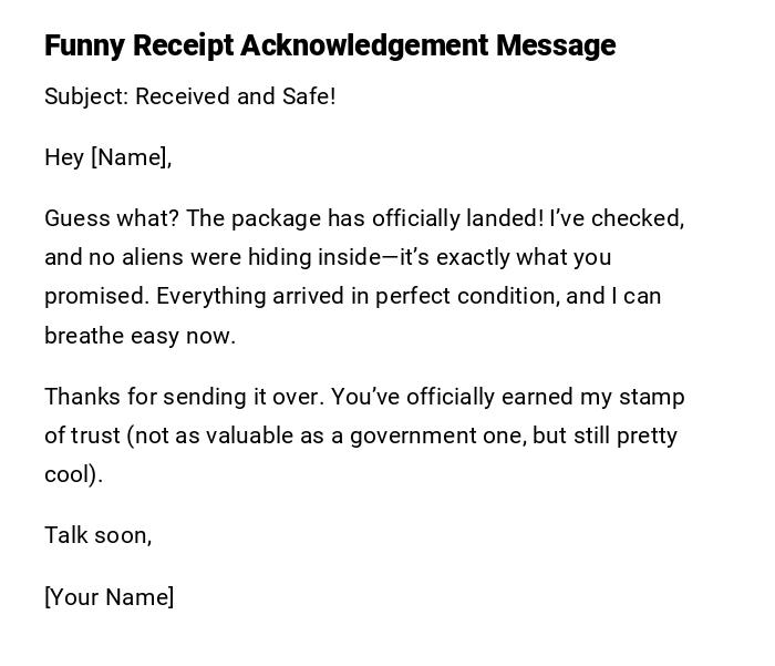 Funny Receipt Acknowledgement Message Funny Receipt Acknowledgement Message