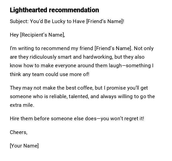 Lighthearted recommendation Lighthearted recommendation