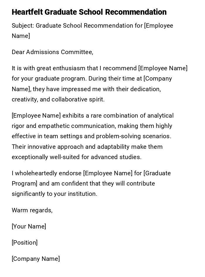 Heartfelt Graduate School Recommendation Heartfelt Graduate School Recommendation