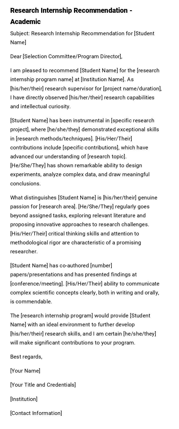 Research Internship Recommendation - Academic Research Internship Recommendation - Academic