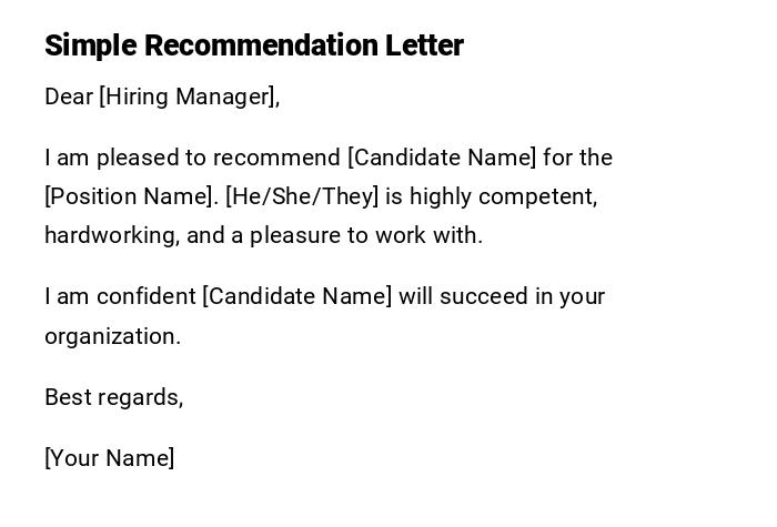 Simple Recommendation Letter