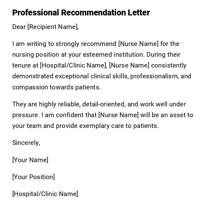 Professional Recommendation Letter Professional Recommendation Letter