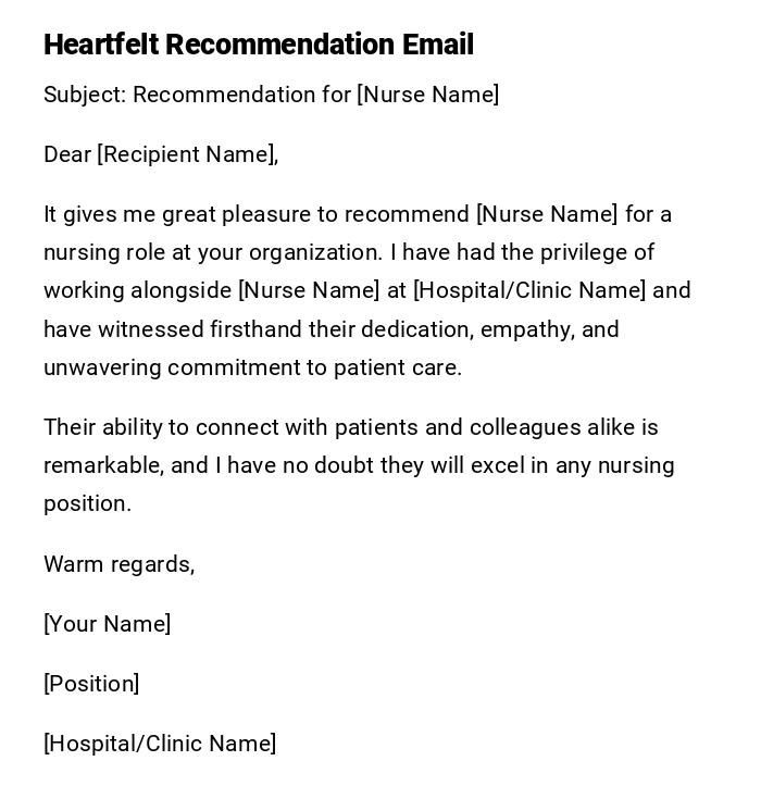 Heartfelt Recommendation Email Heartfelt Recommendation Email