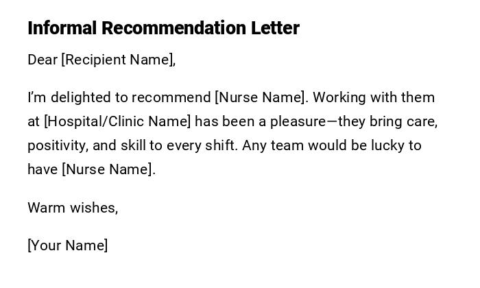 Informal Recommendation Letter Informal Recommendation Letter