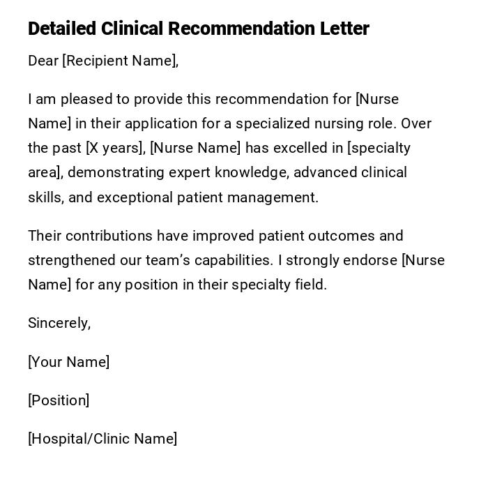 Detailed Clinical Recommendation Letter Detailed Clinical Recommendation Letter