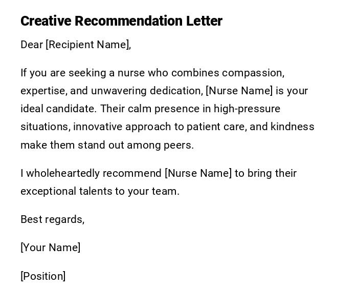 Creative Recommendation Letter Creative Recommendation Letter
