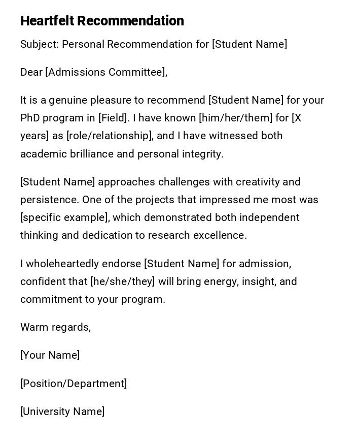 Heartfelt Recommendation