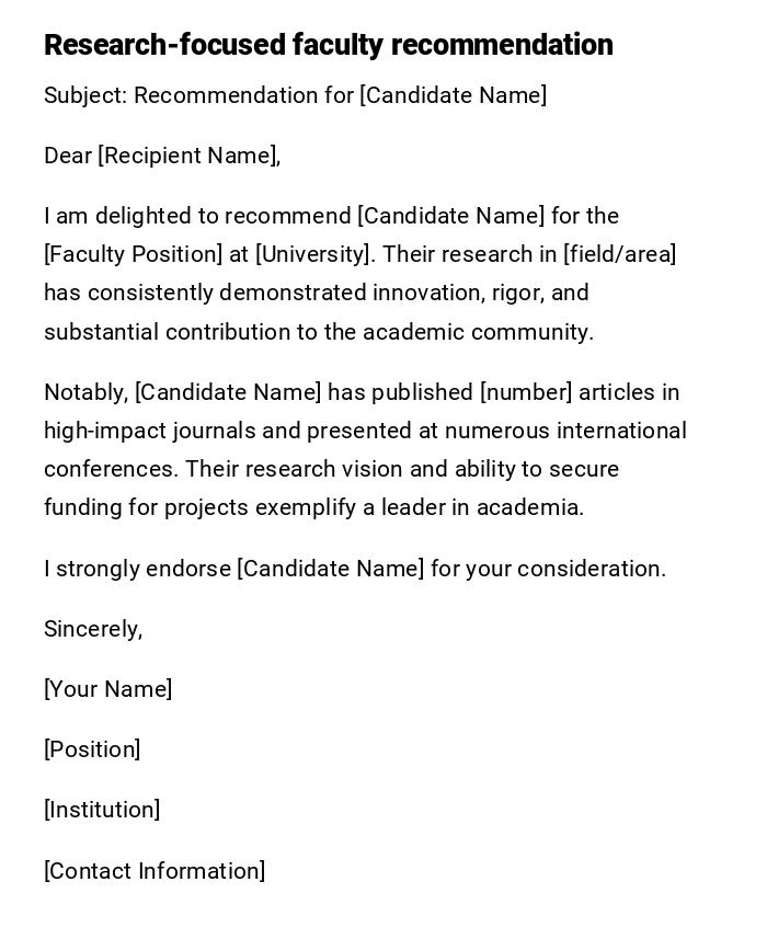 Research-focused faculty recommendation