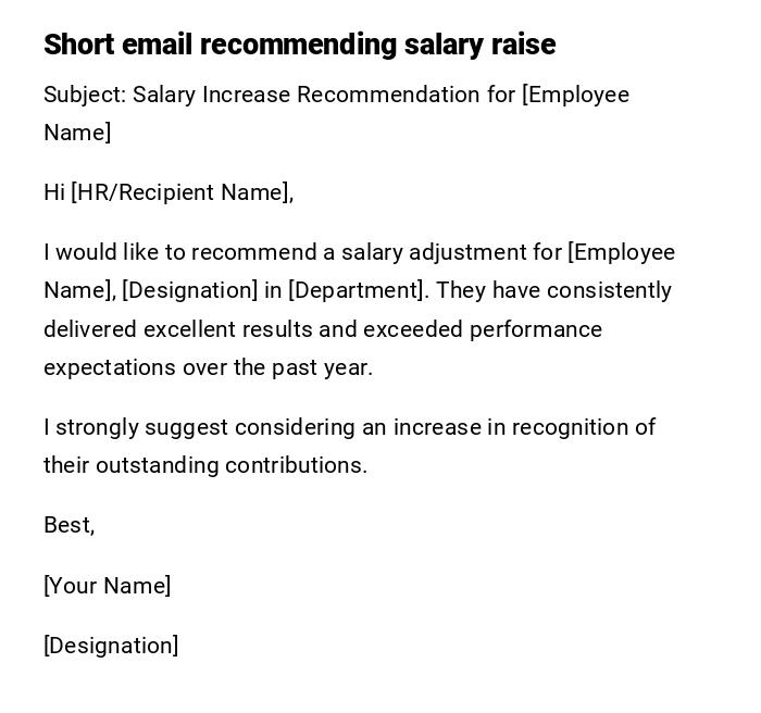 Short email recommending salary raise