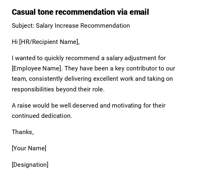 Casual tone recommendation via email