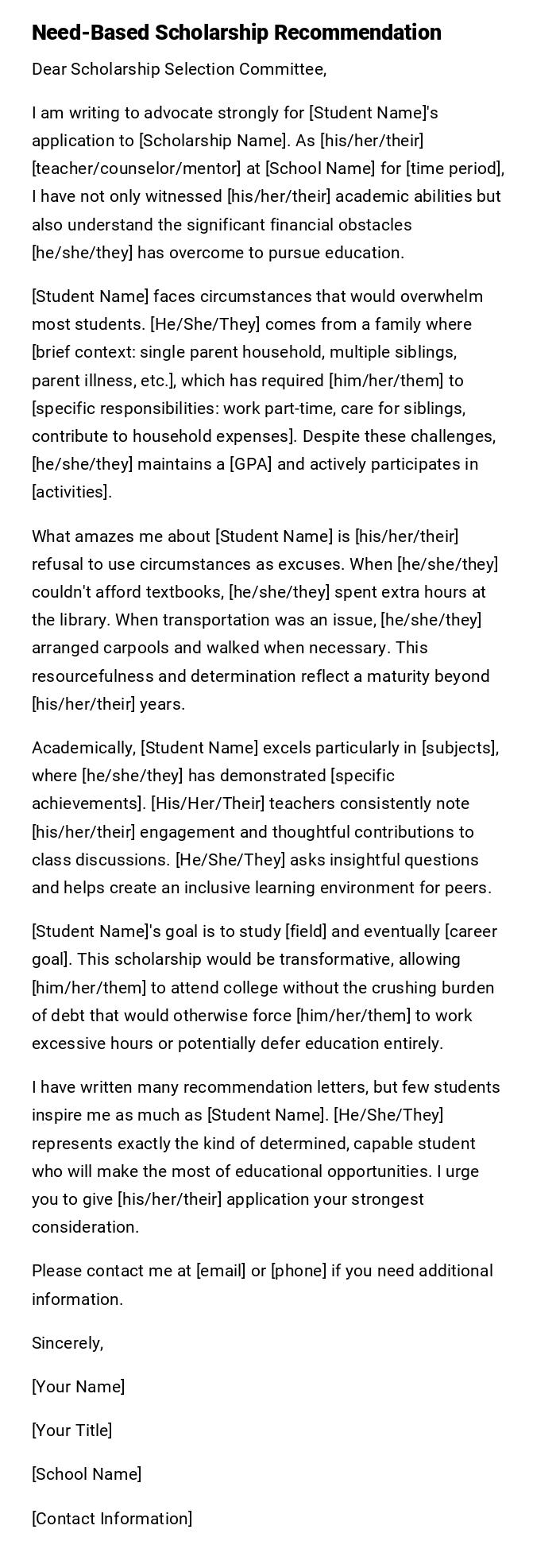 Need-Based Scholarship Recommendation Need-Based Scholarship Recommendation