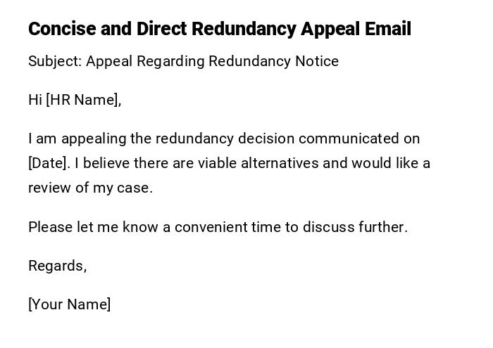 Concise and Direct Redundancy Appeal Email Concise and Direct Redundancy Appeal Email